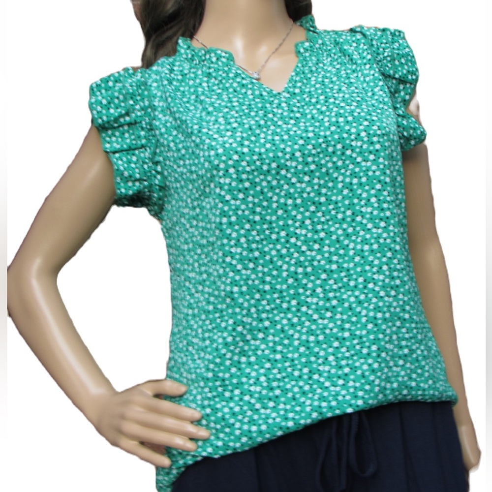 Green Floral Tunic Blouse